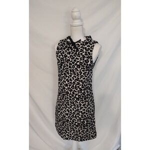 H&M Sheath Dress Retro Vintage MOD Style  Leopard Print Black Textural  Sz 4
